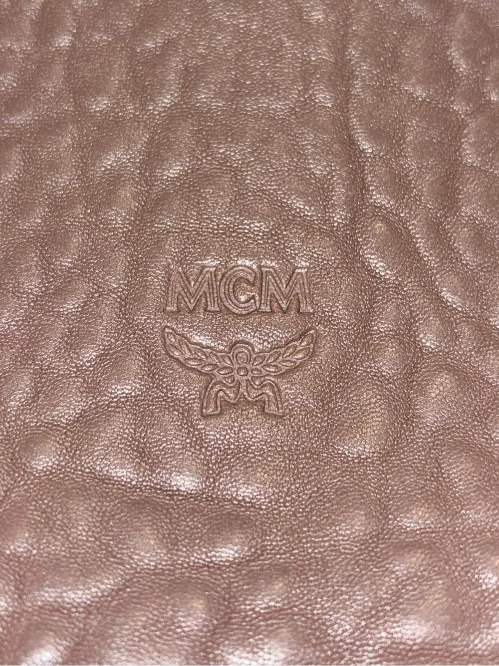 MCM Keana Gunmetal Studded Pebbled Leather Satchel Bag